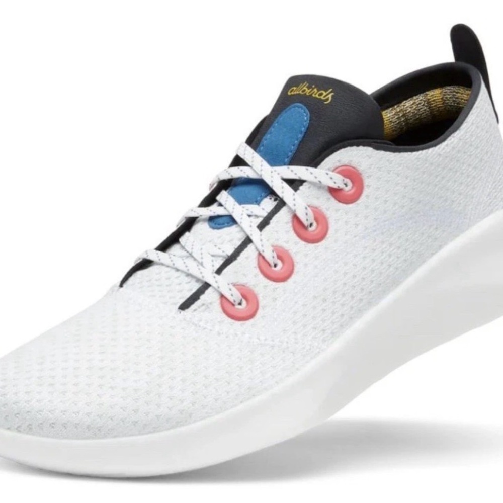 Allbirds White Sneakers with Pink and Blue Details